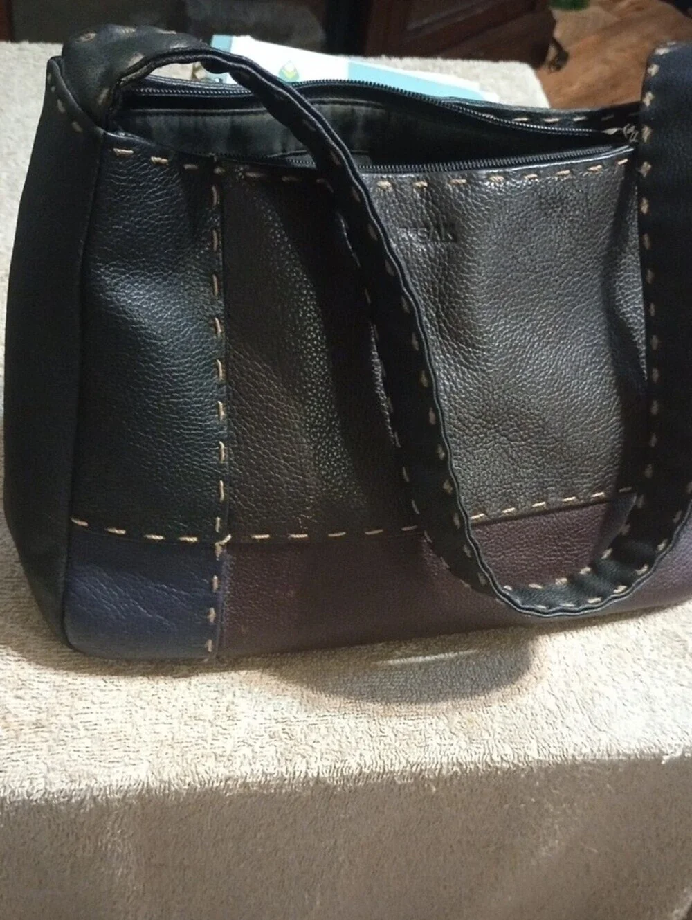 The Sak Black and Brown Leather  Patchwork Shoulder Bag